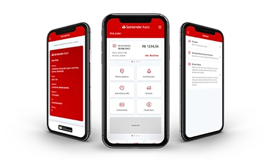 Imagem ilustrativa de celulares com a tela do aplicativo do segurado aberta.